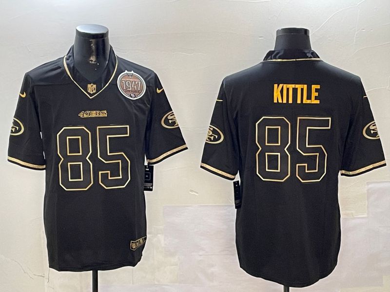 Men San Francisco 49ers 85 Kittle Black Gold Throwback 2024 Nike Limited NFL Jersey style 2